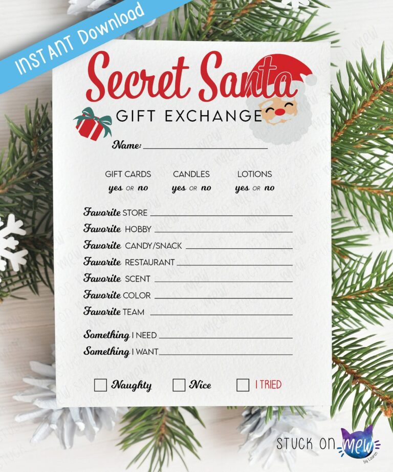 Secret Santa Printable: The Ultimate Guide to a Festive and Organized Holiday Gift Exchange