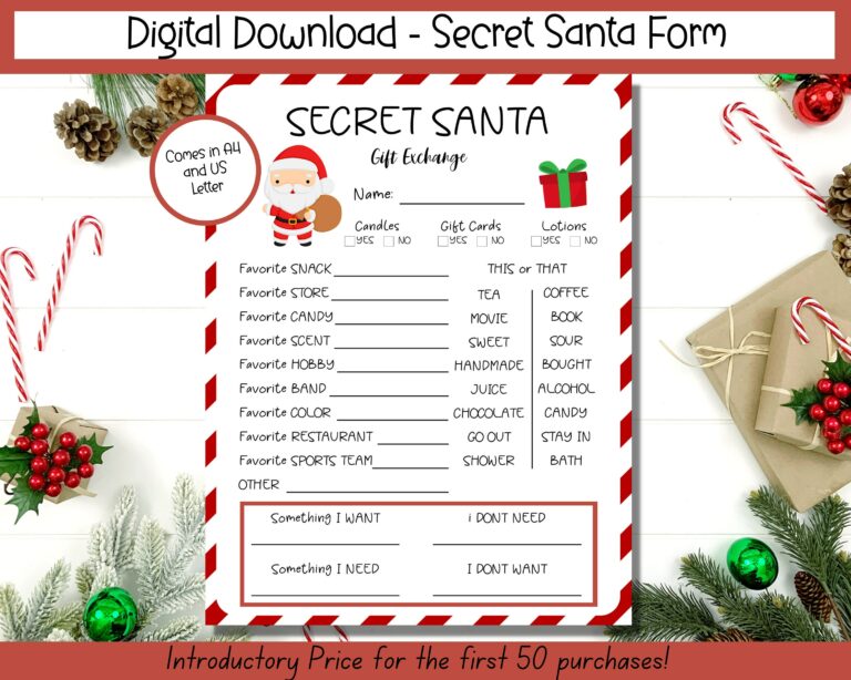 Secret Santa Questionnaire Printable: Elevate Your Holiday Gift-Giving Experience