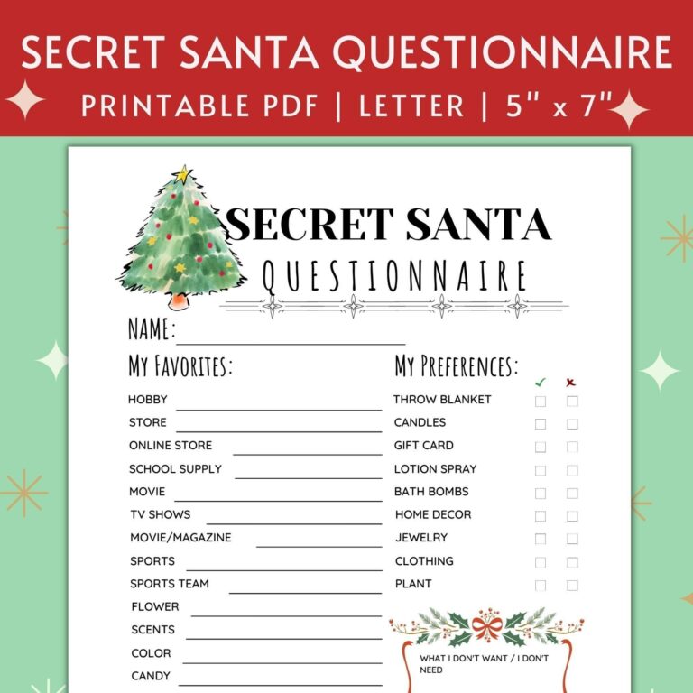 Secret Santa Questions Printable: A Guide to Enhance Your Holiday Gift Exchange