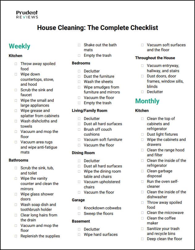 The Ultimate Guide to Printable House Cleaning Checklists: Your Key to a Spotless Home