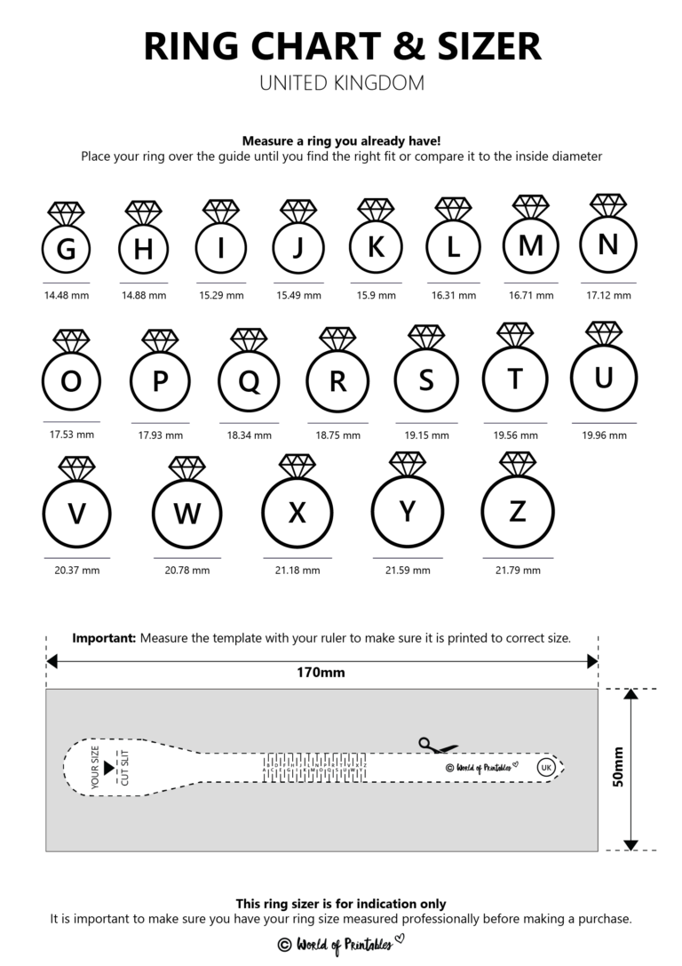 Ultimate Ring Size Guide Printable: Find Your Perfect Fit Effortlessly