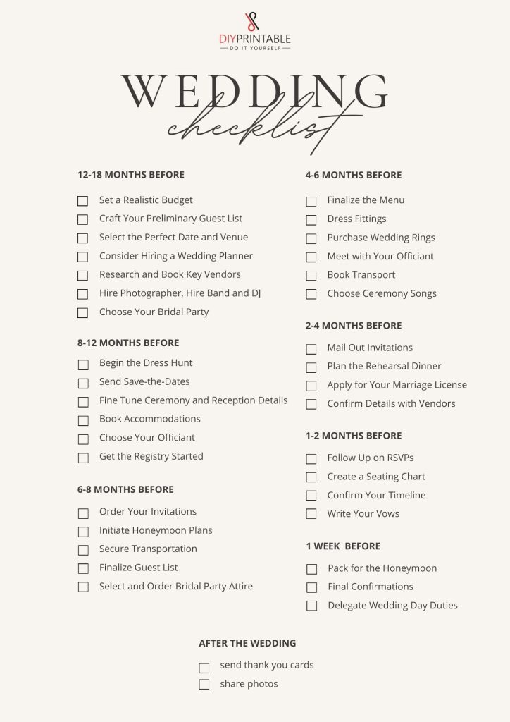 Wedding Checklist Printable: Your Essential Guide to a Stress-Free Celebration