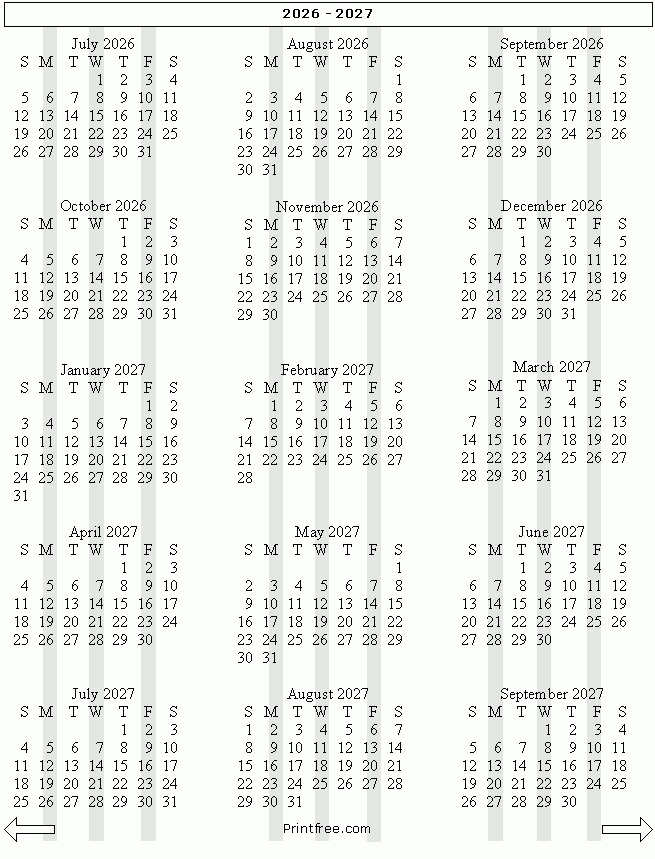 15 Month School Year Calendar 2026 2027