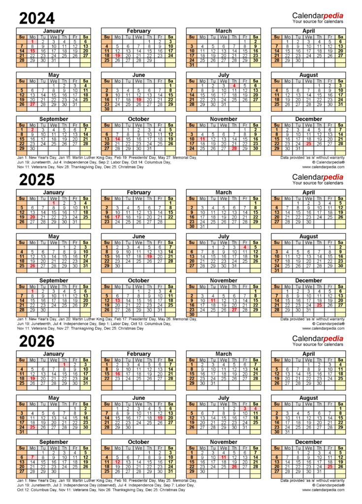 2025 2026 Three Year Calendar A Comprehensive Overview Calendar 