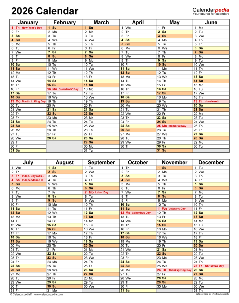 2026 Calendar Free Printable Excel Templates Calendarpedia