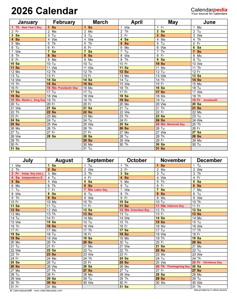 2026 Calendar Free Printable Excel Templates Calendarpedia