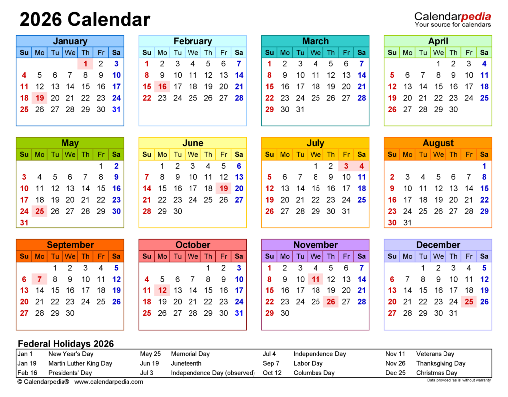 2026 Calendar Free Printable Excel Templates Calendarpedia