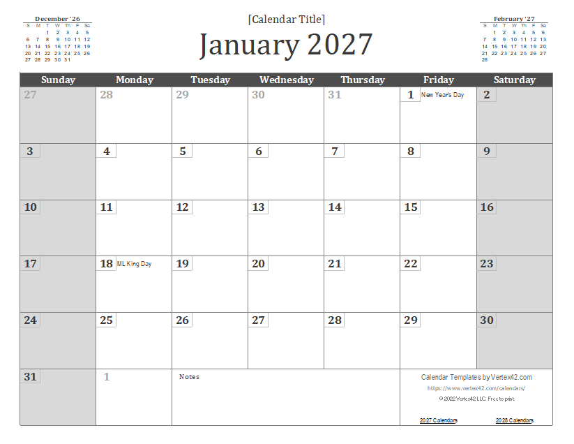 2027 Calendar Templates And Images