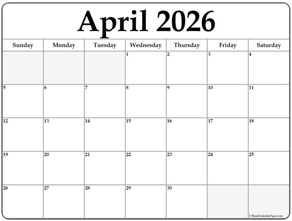 April 2026 Calendar Free Printable Calendars