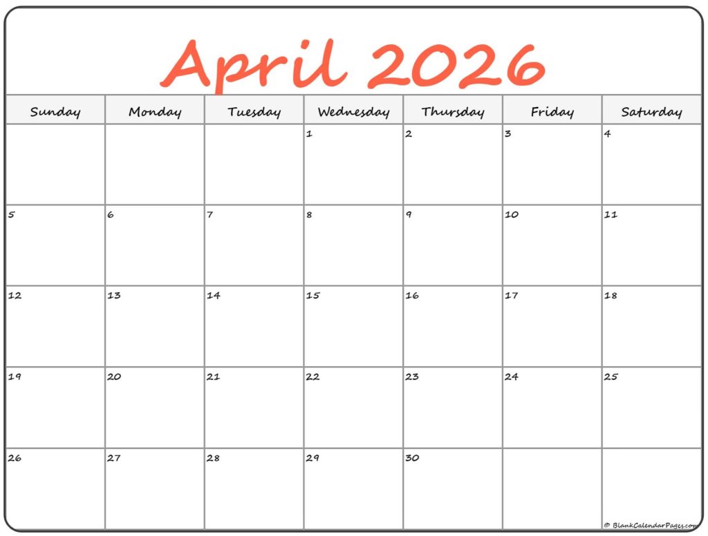 April 2026 Calendar Free Printable Calendars