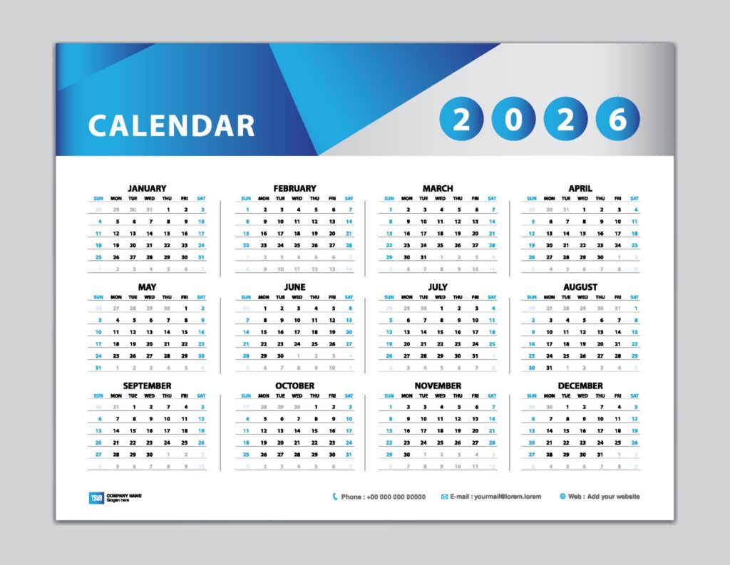 Calendar 2026 Template Desk Calendar 2026 Design Wall Calendar 2026 