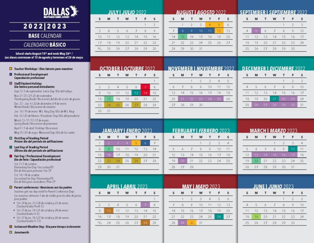 Calendario Dallas Isd 2024 Winna Cissiee