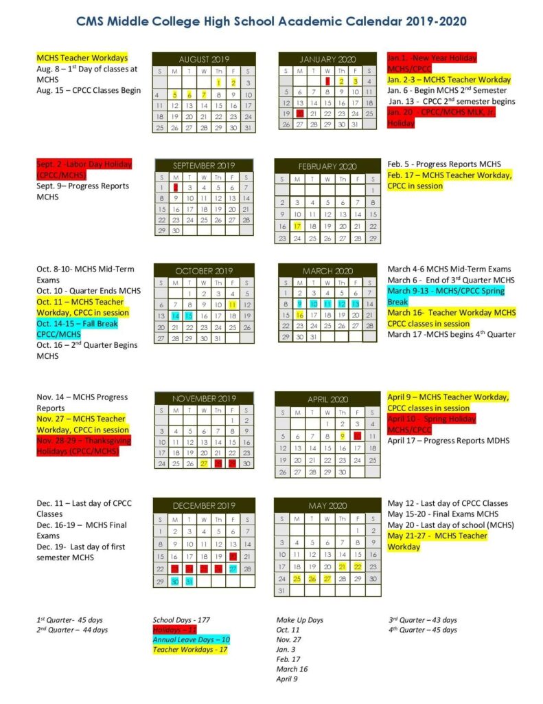 Cms Academic Calendar