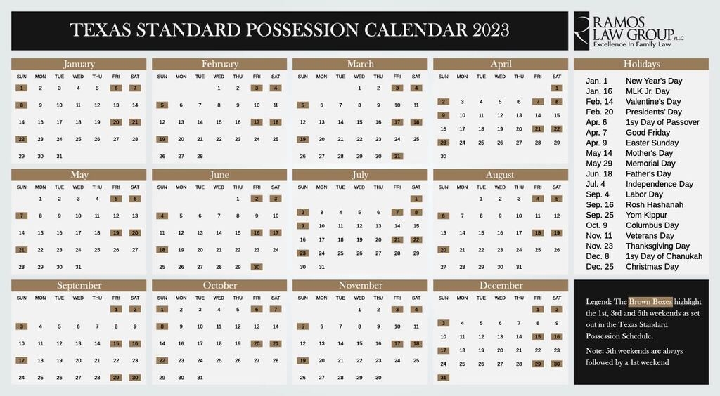 Expanded Possession Order Texas Calendar 2024 Donna Gayleen