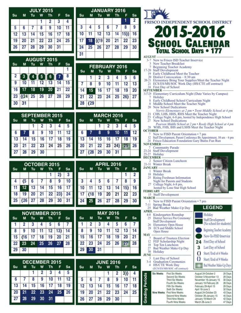 Frisco ISD School Calendar