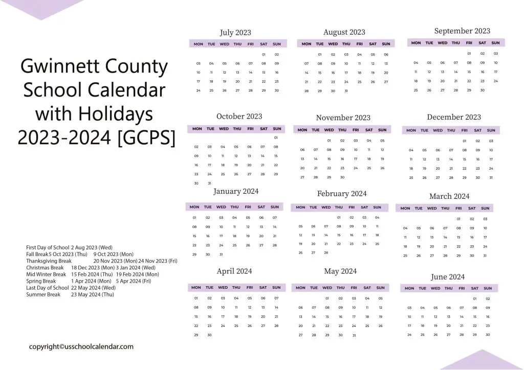 Gwinnett County Public Schools GCPS Calendar 2025 2026 A