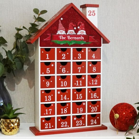 Holiday Gnomes Personalized Wooden Advent Calendar