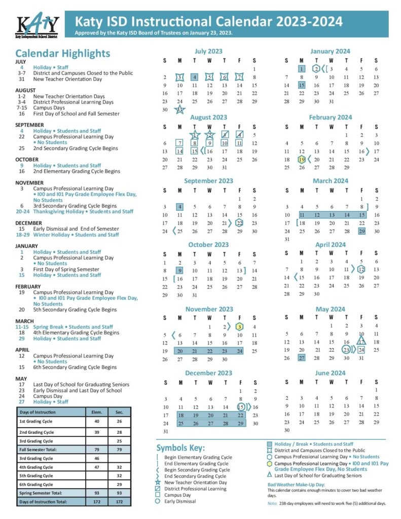 Katy Independent School District Calendar Holidays 2024 2025