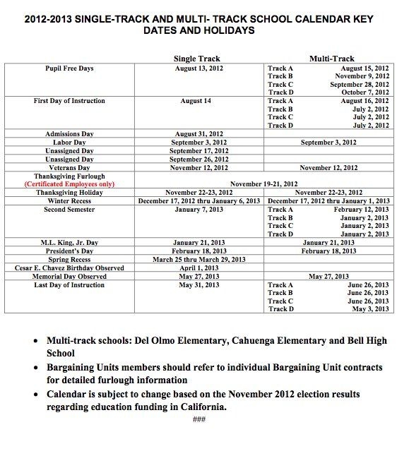 Lausd B Basis Calendar