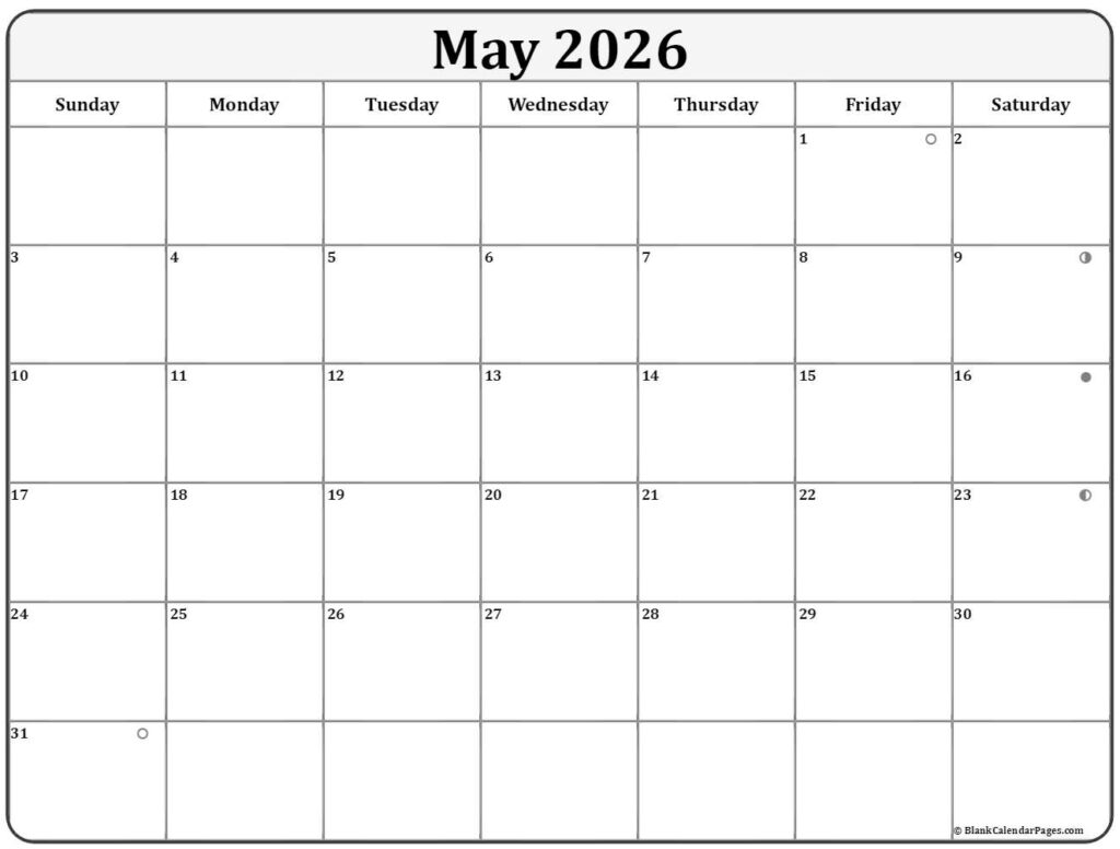 May 2026 Lunar Calendar Moon Phase Calendar