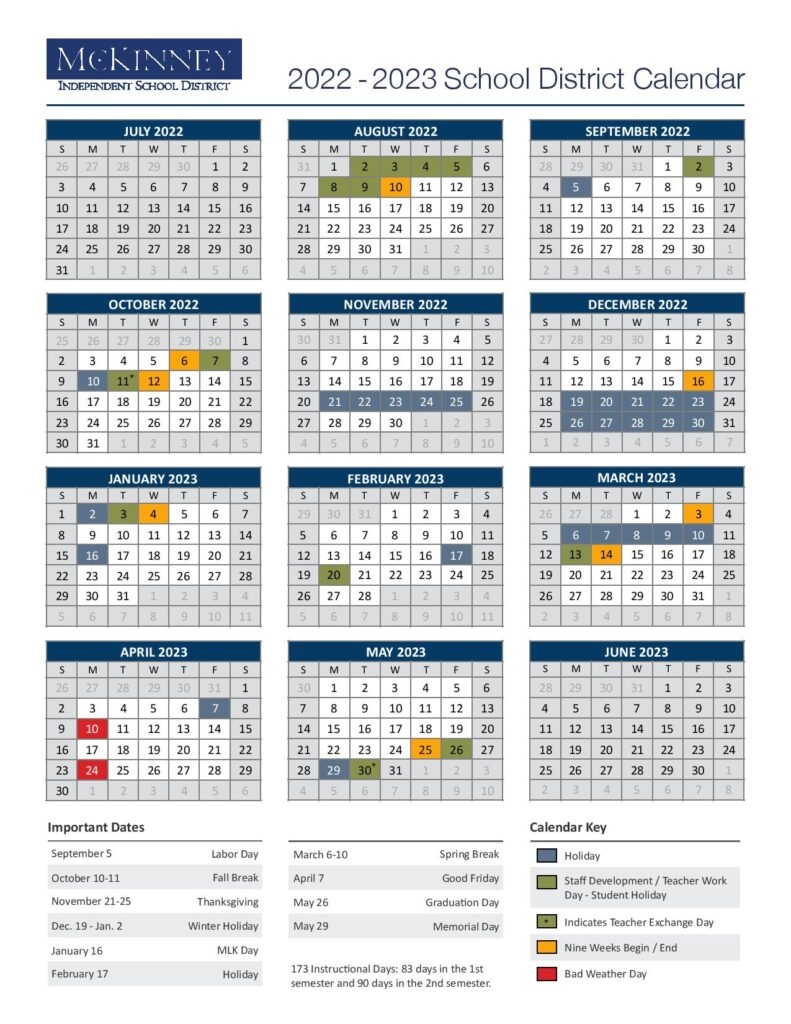 Mckinney Isd Calendar 2023 24 Printable Calendar 2023