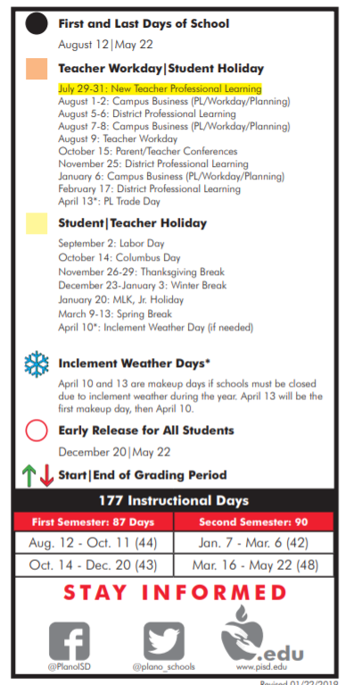 Plano Isd Academic Calendar Printable Template Calendar