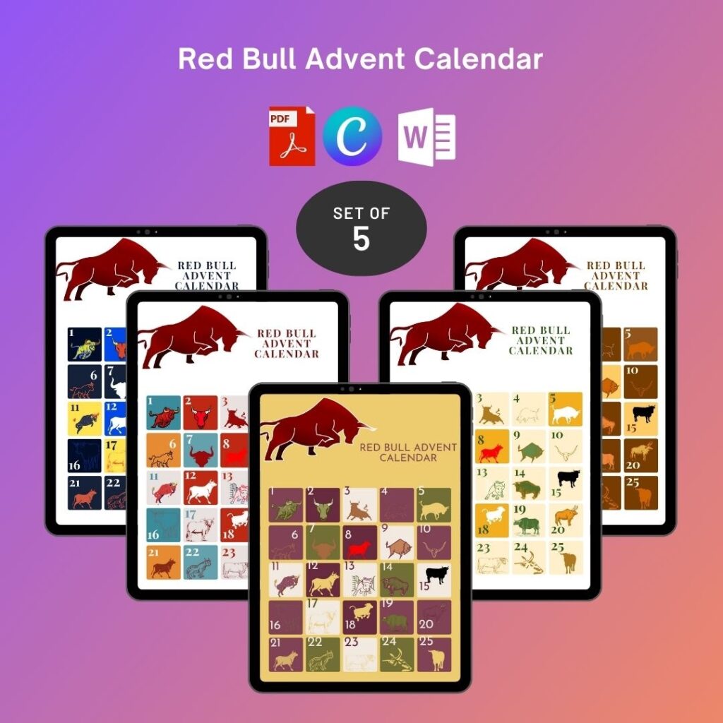 Red Bull Advent Calendar Printable Template In PDF Word