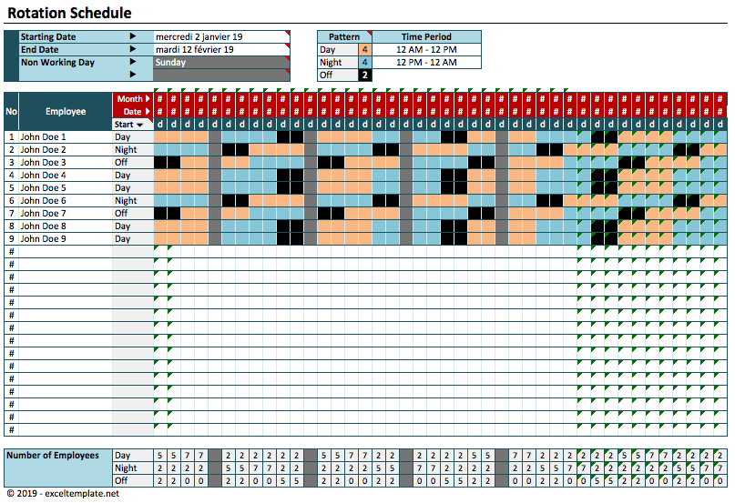 Rotation Schedule Excel Template For Free