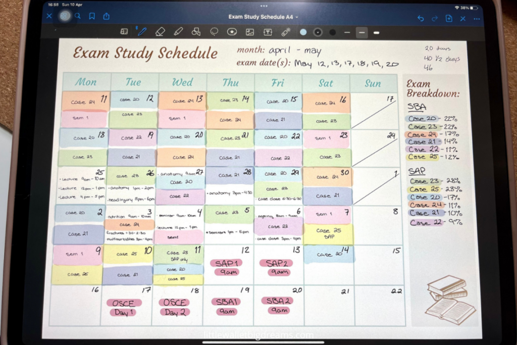 Study Schedule Calendar Template Selma Danyelle