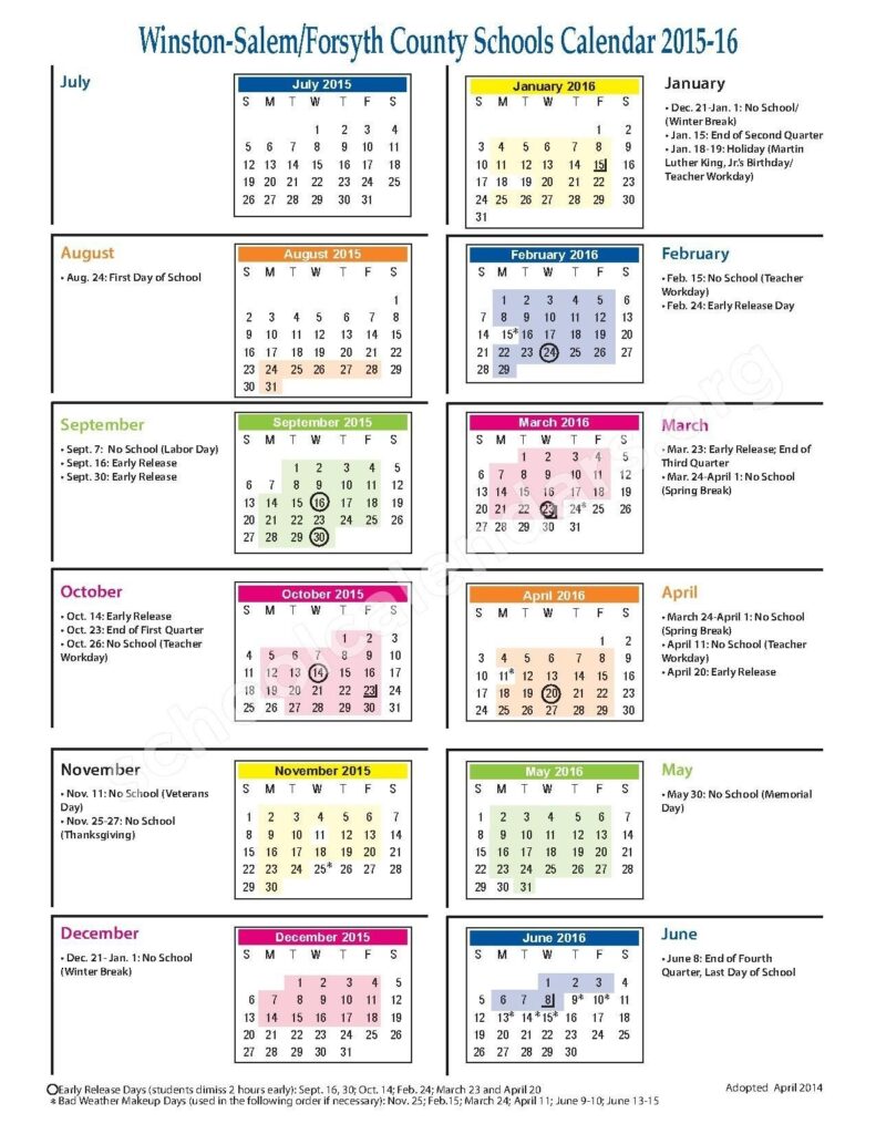 Winston Salem Forsyth County Schools Calendar Pdf Https www 