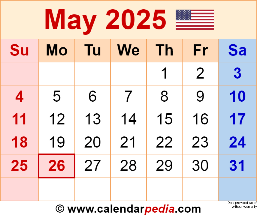 2025 May Calendar Printable Daniel Quinn