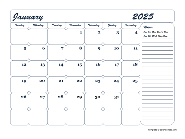 2025 Monthly Blank Calendar Template Free Printable Templates