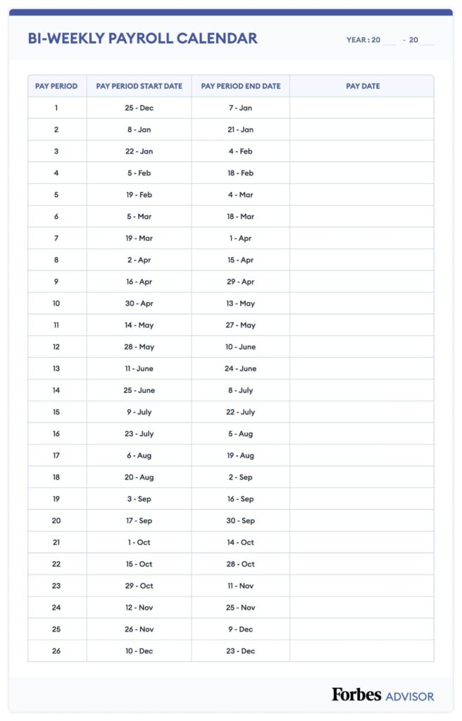 2025 Payroll Calendar Weekly Monthly More Forbes Advisor