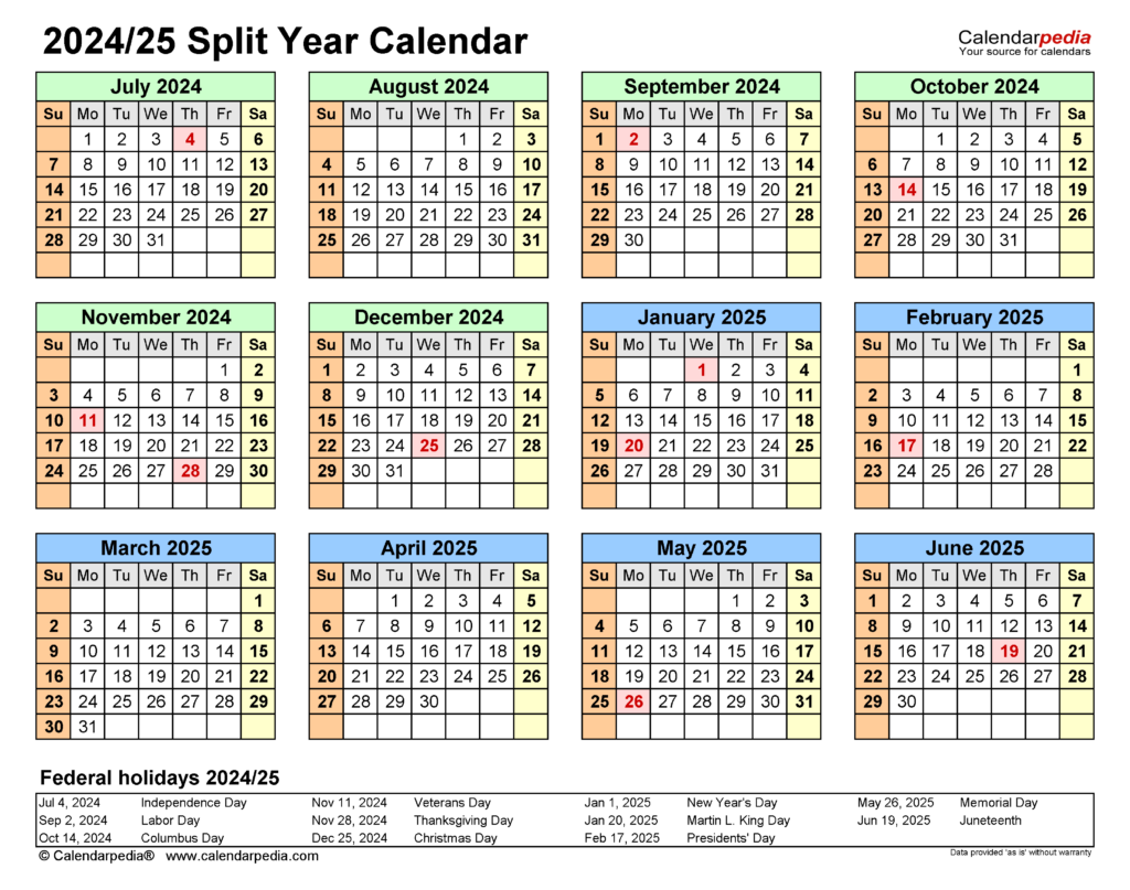 2025 Yearly Calendar Printable One Page