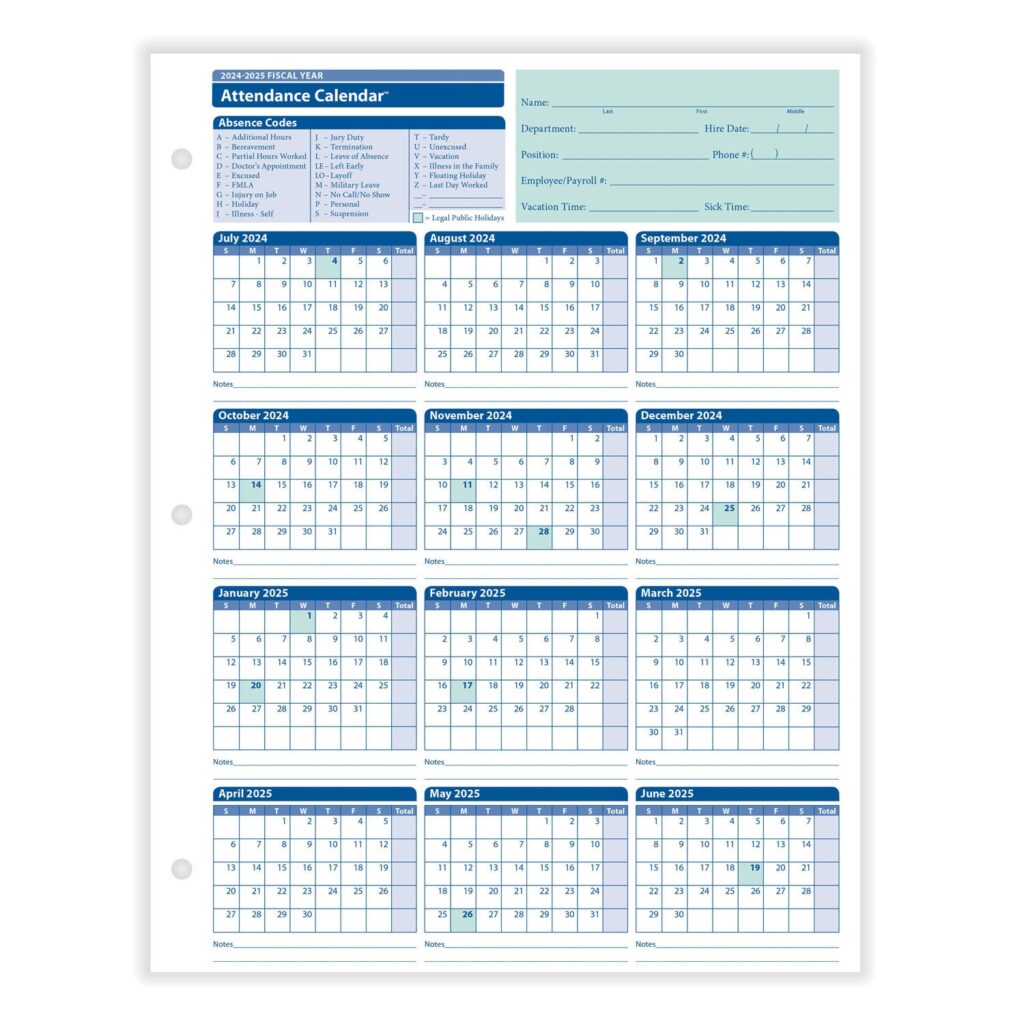 Attendance Calendars For 2025 Printable Farah Jenelle