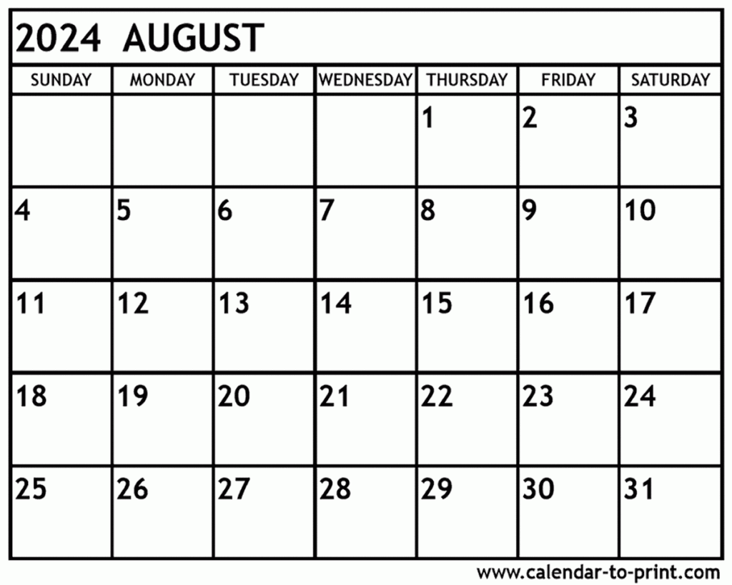 August 2025 Blank Calendar Ines Taylor