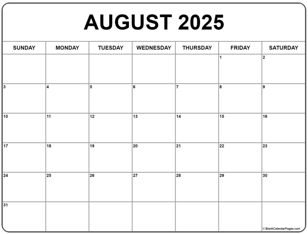 August 2025 Calendar Printable Free Pdf File Arturo Levi