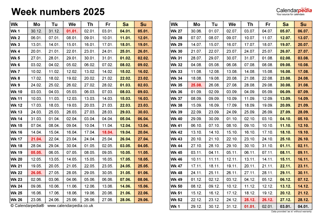 Calendar 2025 Excel With Week Numbers Van Cathlene