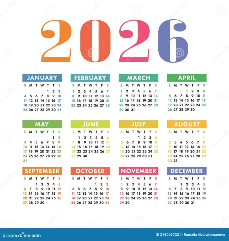 Calendar 2026 English Colorful Vector Square Wall Or Pocket Calender 