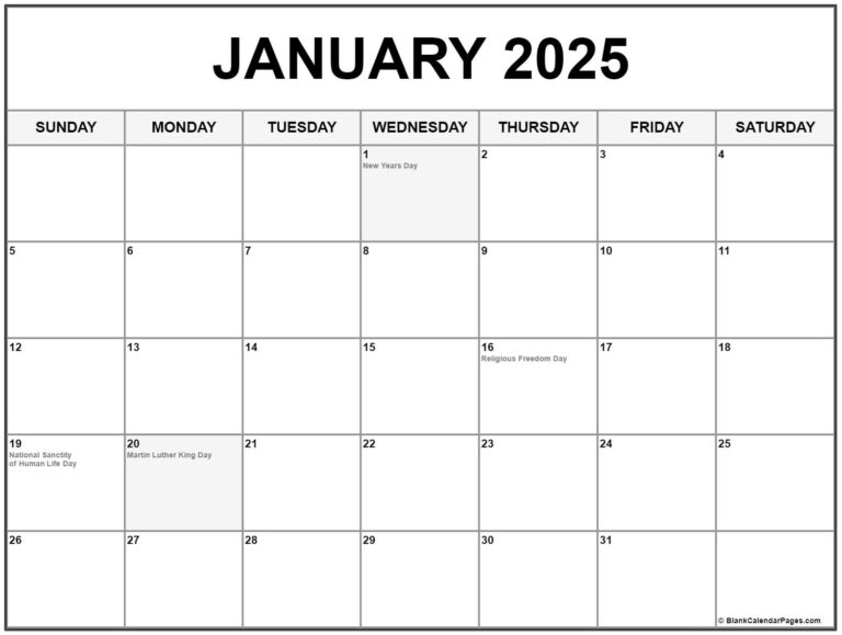 Calendar For January 2025 With Holidays Frank Vaughan