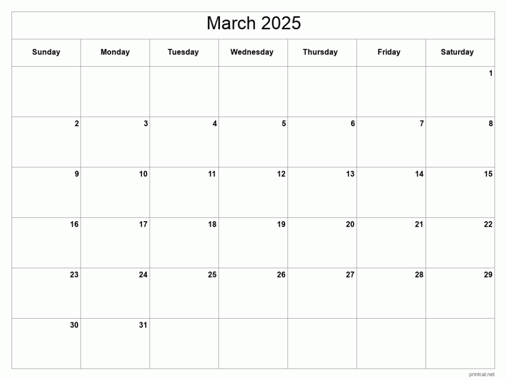 Calendar March 2025 Template Aaliyah Skye