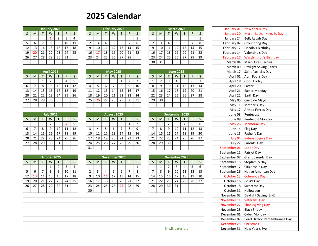 Customize Your 2025 Calendar With Holidays And Events Modern Present