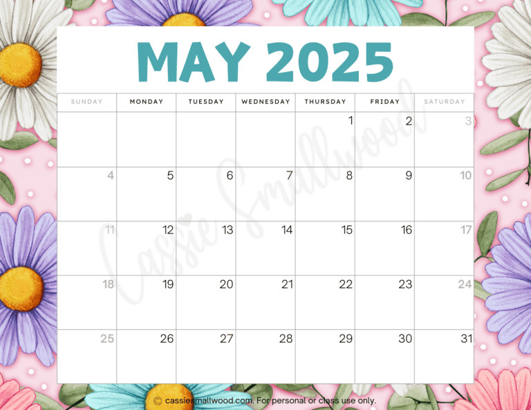 Cute 2025 Free Printable Monthly Calendars Cassie Smallwood