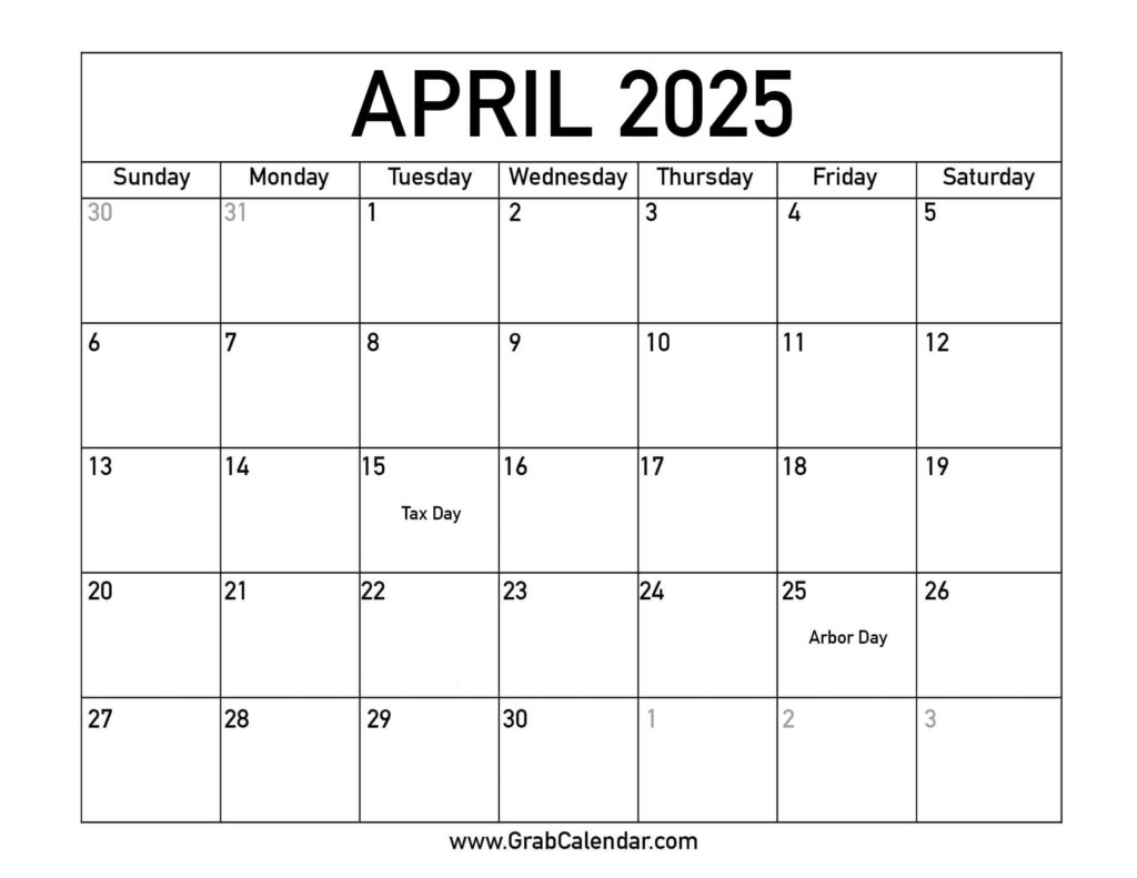 Free April 2025 Printable Calendar With Holidays Ryder Aron