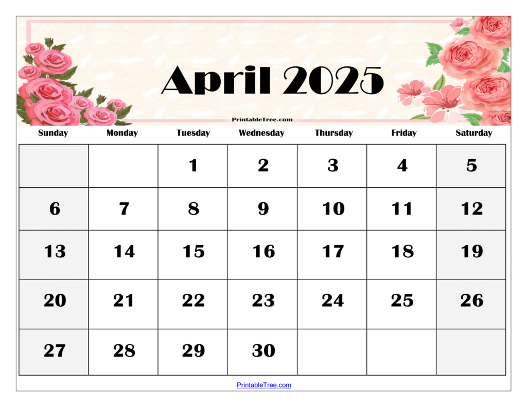 Free Printable April 2025 Calendar Template Alica Nicolina