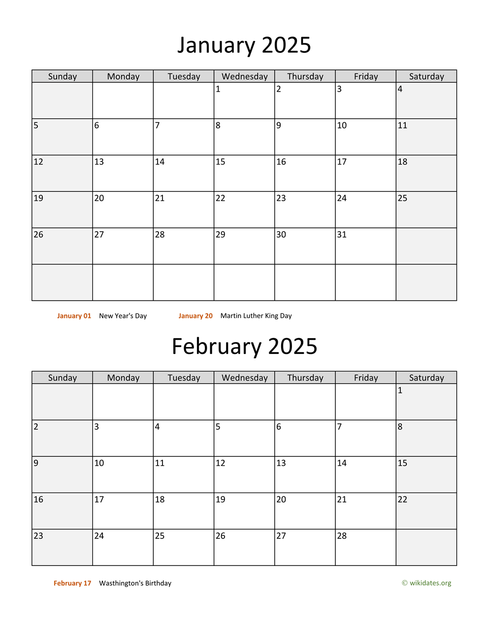 January 2025 Calendar And February 2025 Calendar Pdf Elinor Danyelle