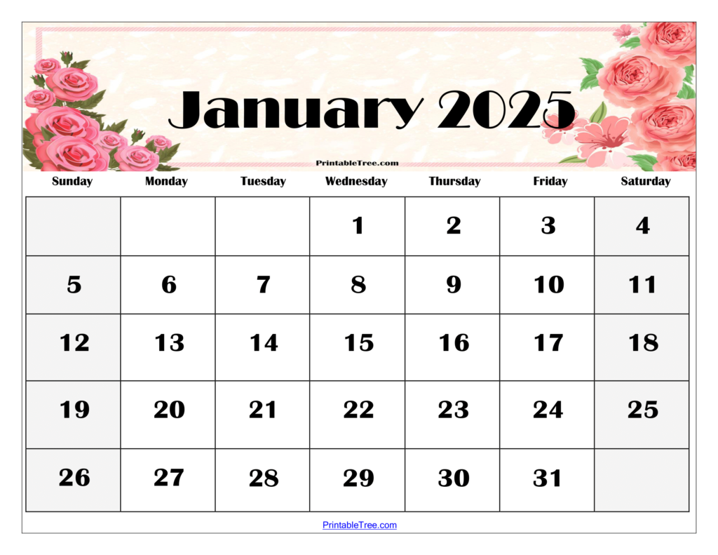 January 2025 Calendar Printable Word File Guenna Ottilie