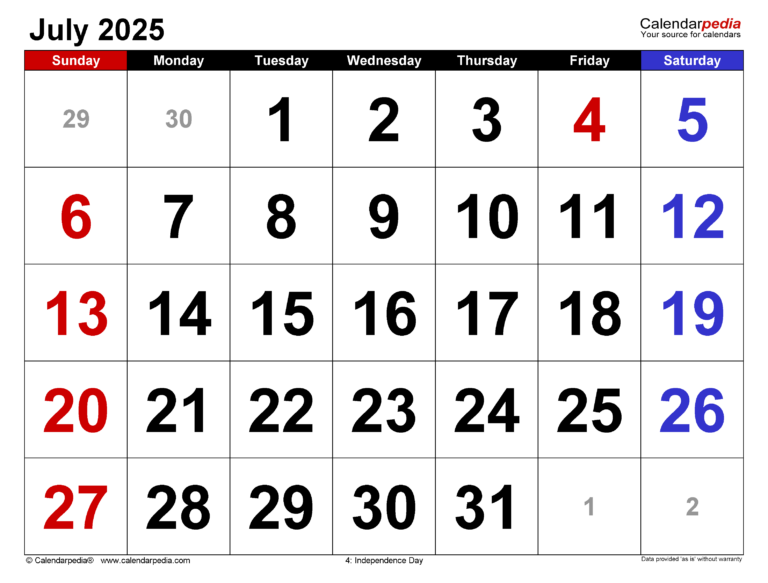 July 2025 Calendar A Comprehensive Overview Calendar 2025 August Month