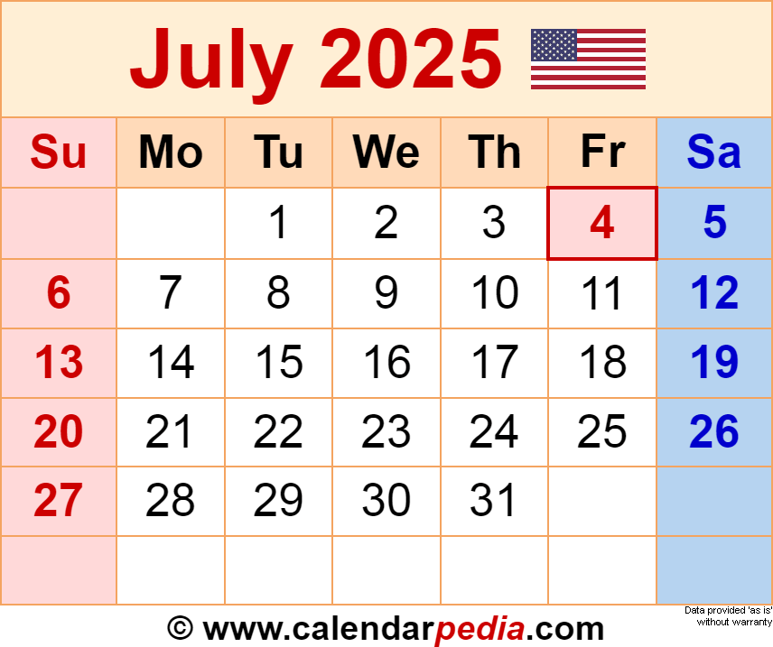 July 2025 Calendar Download Marcos Easton