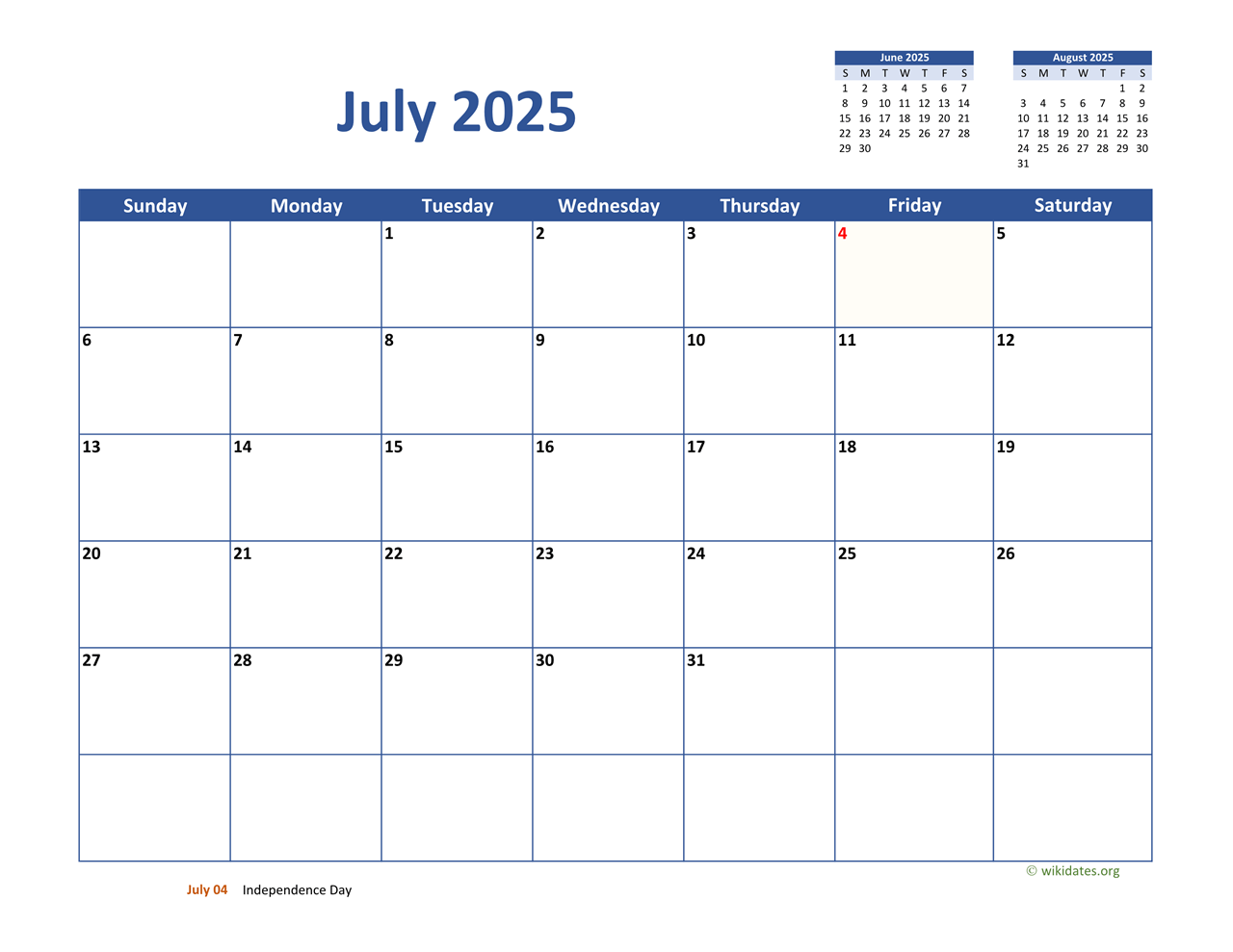 July 2025 Printable Calendar With Notes Section Lisa M Harger